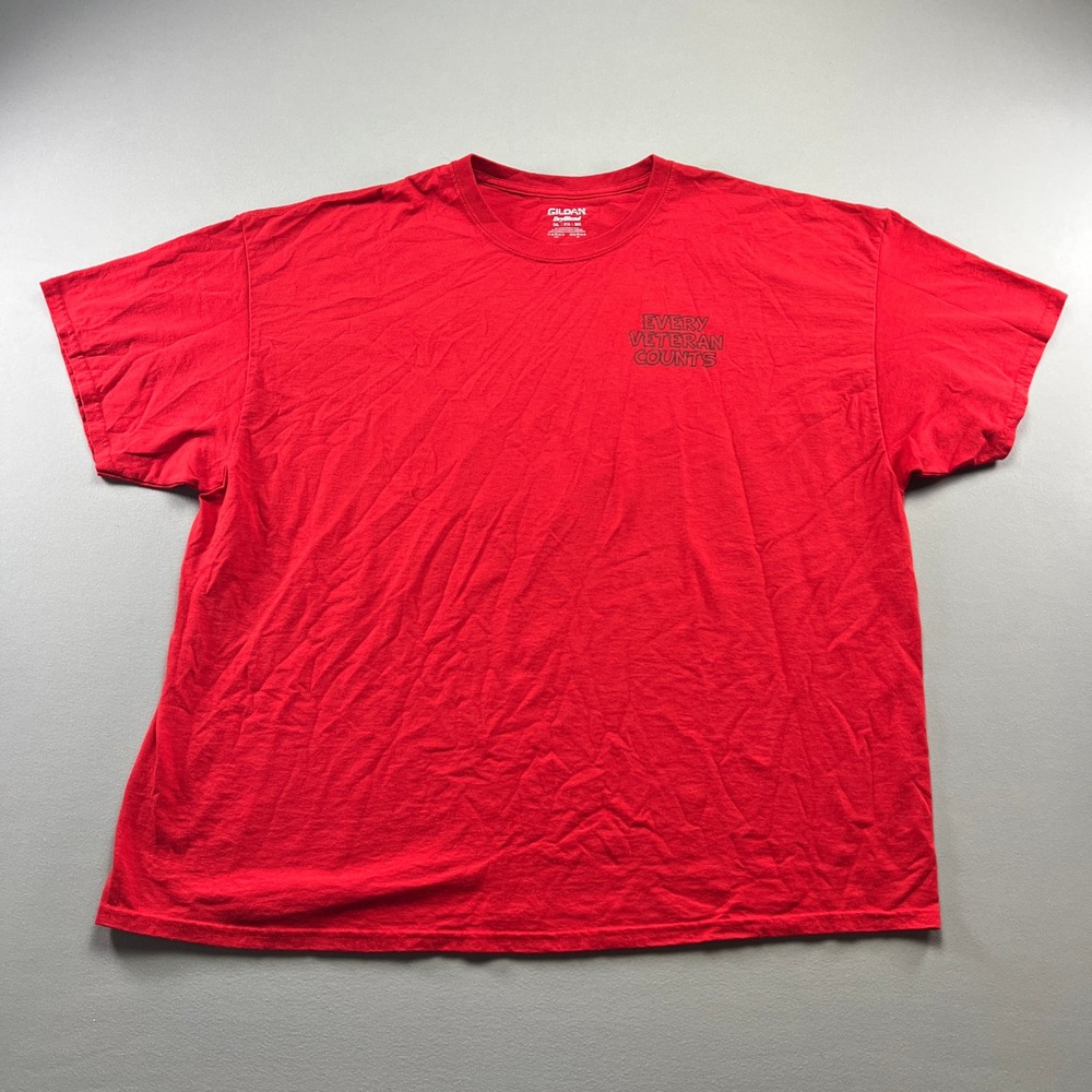 Gildan DryBlend T Shirt Mens 3XL Red Every Veteran Counts Graphic Print Cotton